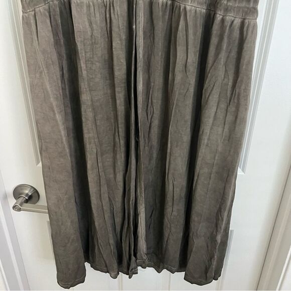 NEW Pol Boho Embroidered Mineral Wash MIDI Dress Olive Green Large - Picture 7 of 12